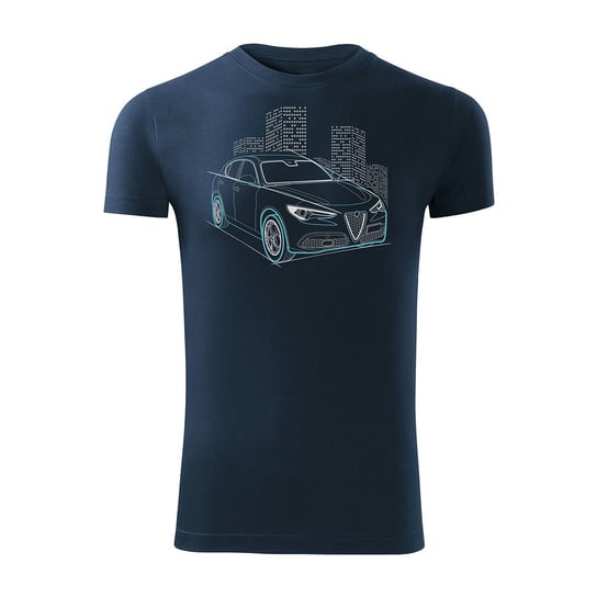 Topslang, Koszulka męska z samochodem Alfa Romeo Stelvio, granatowa, slim, rozmiar S Topslang