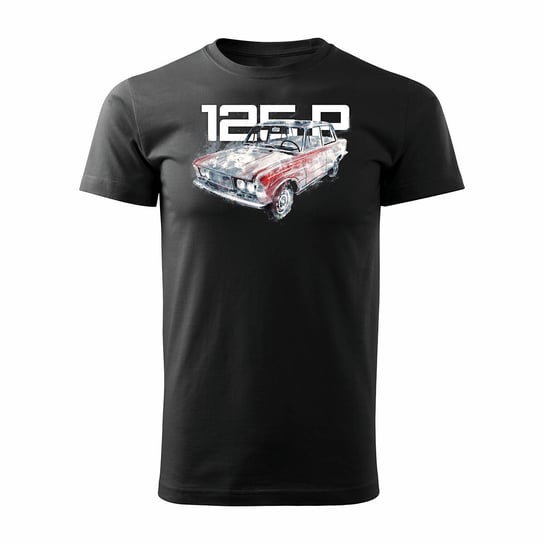 Topslang, Koszulka męska z samochodem duży Fiat 125p FSO PRL, czarna, rozmiar L Topslang