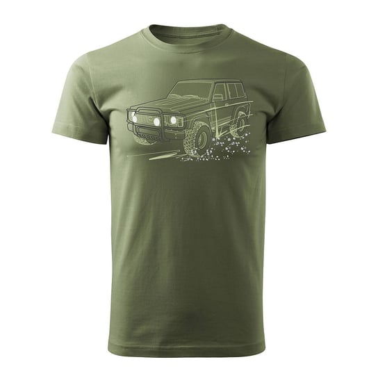 Topslang, Koszulka męska z samochodem terenowym Nissan Patrol 4x4, khaki, rozmiar L Topslang