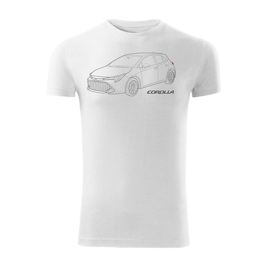 Topslang, Koszulka męska z samochodem, Toyota Corolla, biała, slim, rozmiar L Topslang