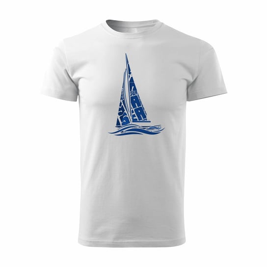 Topslang, Koszulka męska żeglarska dla żeglarza z jachtem żaglówką, biała, rozmiar L Topslang