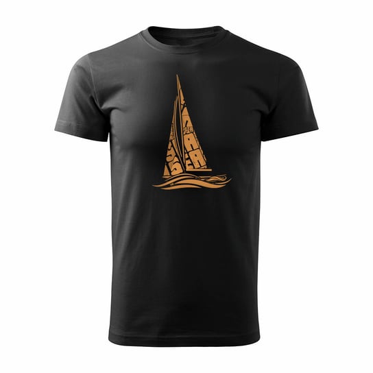Topslang, Koszulka męska żeglarska dla żeglarza z jachtem żaglówką, czarna, rozmiar M Topslang