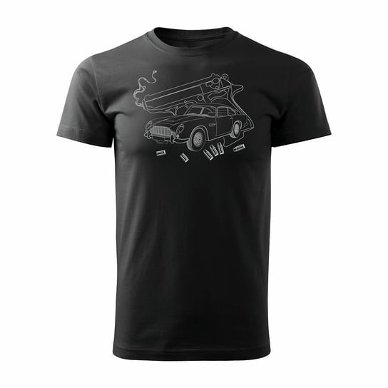 Topslang, Koszulka z samochodem Aston Martin DB5 superagent z pistoletem, czarna, regular, rozmiar M Topslang