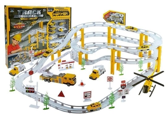 Tor Samochodowy Rail Racing Metalowe Autka 12km/h Lean Toys