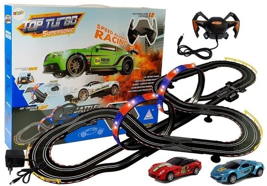 Tor Wyścigowy 1:43 2 Autka Top Turbo Światła 7,6 m długości Lean Toys