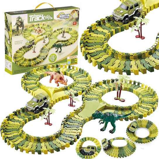 Tor wyścigowy park dinozaurów zestaw 120 elementów zabawka dla dzieci Springos