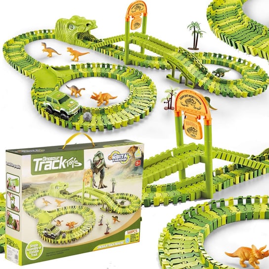 Tor wyścigowy park dinozaurów zestaw 168 elementów zabawka dla dzieci Springos