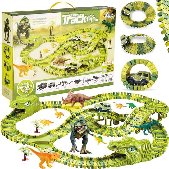 Tor wyścigowy park dinozaurów zestaw 240 elementów zabawka dla dzieci Springos
