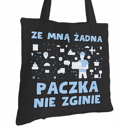 Torba Bawełniana dla Kuriera Czarna Na Prezent ekologiczna Trwały Nadruk Inna marka