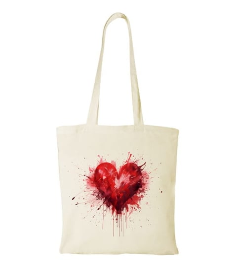 Torba bawełniana na zakupy z grafiką red watercolor heart Fotobloki&decor