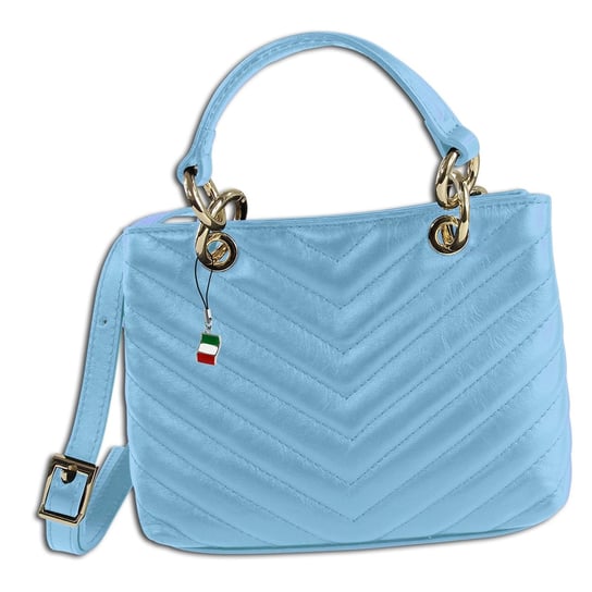 Torba na ramię Florence damska pikowana torebka z prawdziwej skóry jasnoniebieska OTM810H Florence