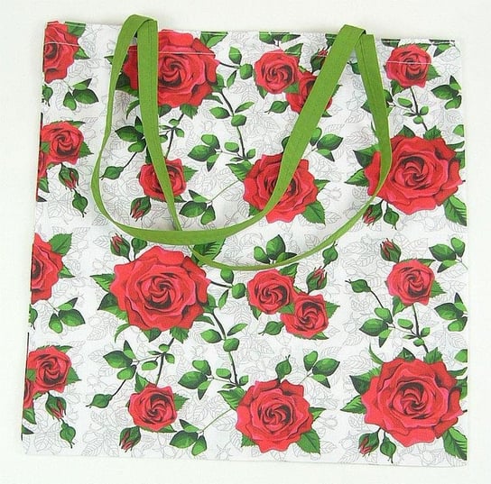 Torba na zakupy 37x38 biała róże czerwone 3537 Karo