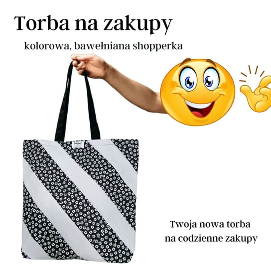 Torba na zakupy do pracy bawełniana kolorowa shopperka - KWIATUSZKI BabyBall