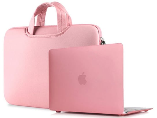 Torba pokrowiec neopren +Etui Hard Case MacBook Air 13 Różowy 4kom.pl