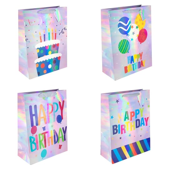 Torba prezent urodziny kolorowa opalizująca 26x32 ABC