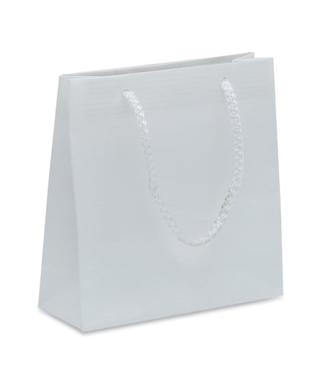 Torba prezentowa, Prestige, biała prążek, 15x6x15 cm Neopak