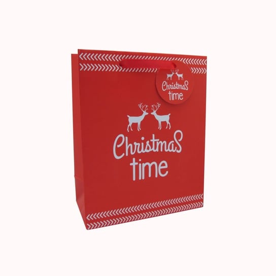Torba prezentowa, świąteczna, czerwona, S, Christmas time Alistair Trade