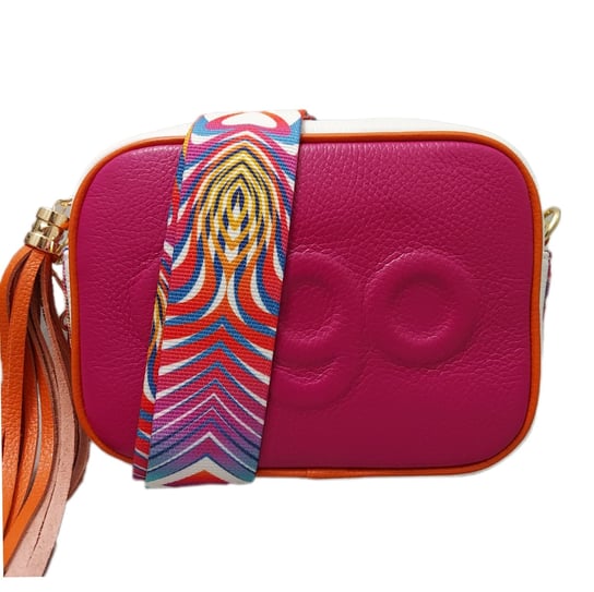 Torebka crossbody skóra biała tricolor róż Ego