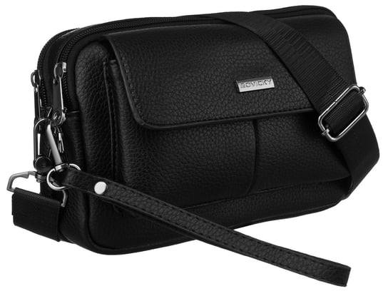 Torebka damska skóra ekologiczna Rovicky listonoszka na ramię crossbody na suwak, czarny Rovicky