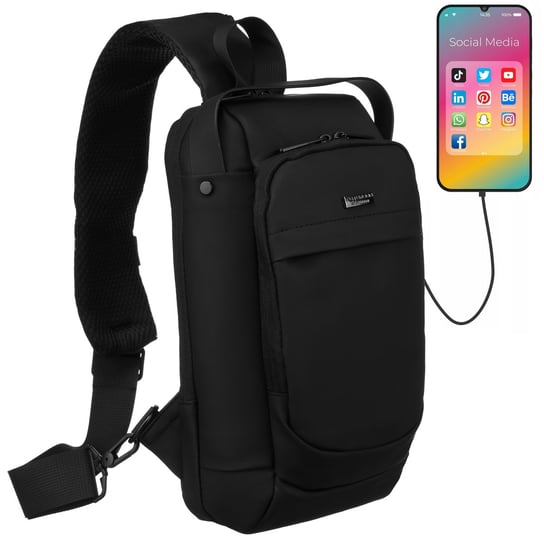 Torebka Męska Na Ramię Listonoszka Męska Crossbody Saszetka Z Kieszeniami Peterson, Czarny Peterson