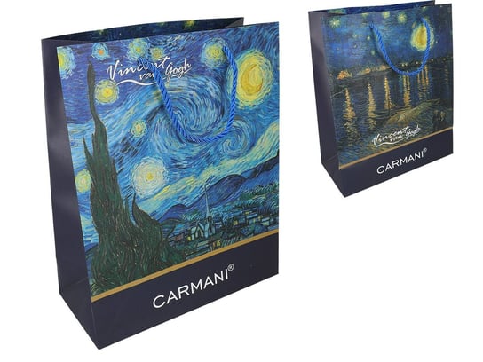 Torebka prezentowa, V. Van Gogh - Taras Kawiarni w Nocy + Gwiaździsta Noc, średnia Carmani