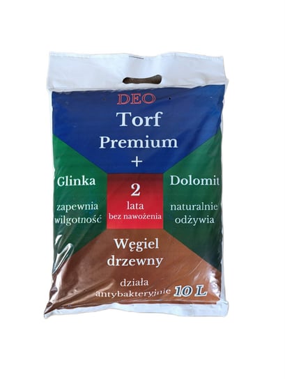 Torf Premium 10l + glinka dolomit węgiel drzewny, mieszanka glebowa NOWOŚĆ Deo
