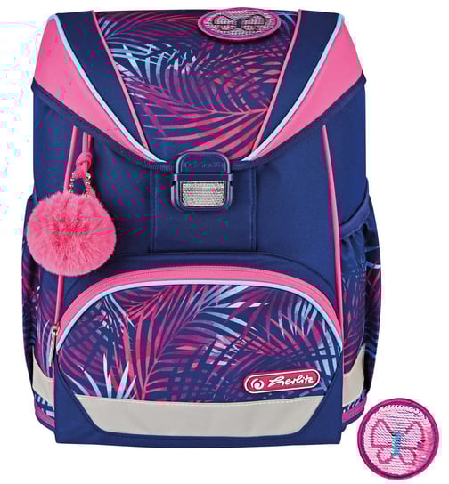 Tornister szkolny dla dziewczynki, motyl, fioletowy, CoolPack Herlitz Ultralight – Tropical Chill Herlitz