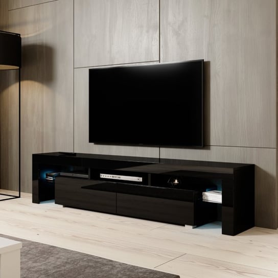 Toronto szafka RTV 200 cm, czarna High Glossy Furniture