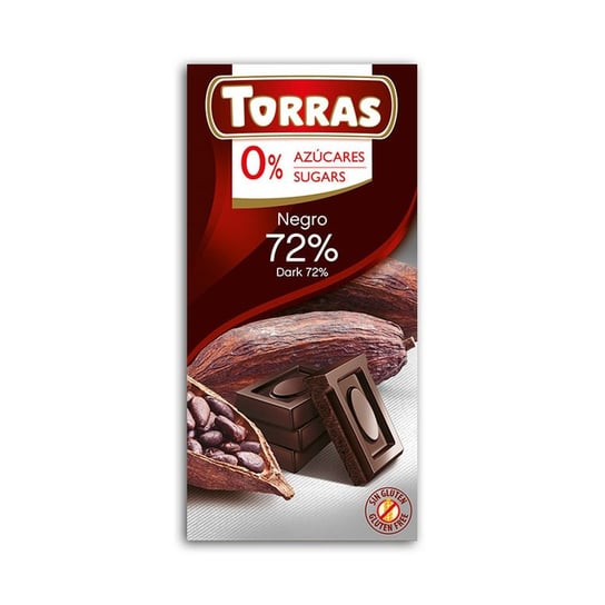 Torras, Czekolada Gorzka 72% z Kakao Bez Dodatku Cukru, 75 g Torras
