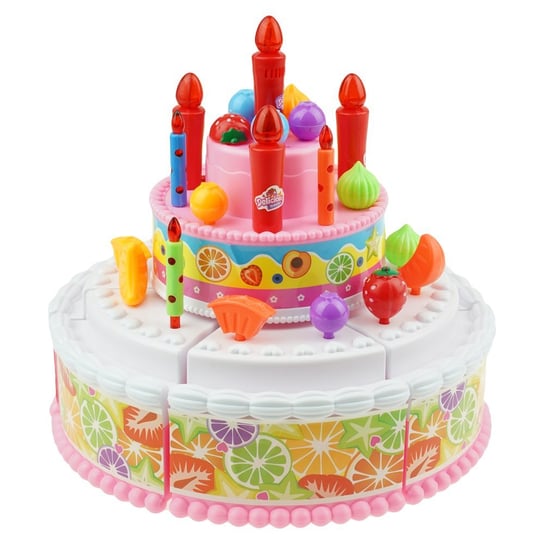 Tort urodzinowy do krojenia na rzep grający świeczki i owoce KinderSafe