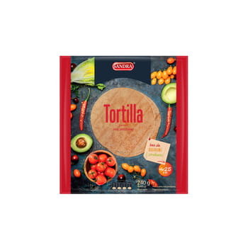 Tortilla pszenna o smaku pomidorowym SANDRA 25cm (4szt) 240g SANDRA