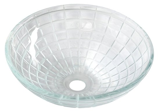 TOSEMI grawerowana szklana umywalka nablatowa Ø 42 cm, przezroczysta Inna marka