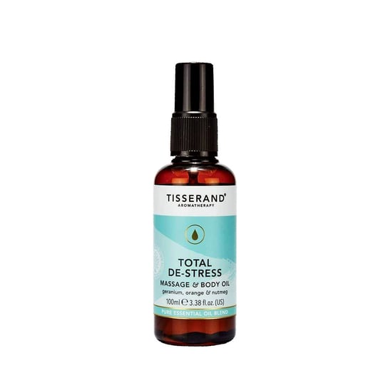 Total De-Stress Massage & Body Oil - Olejek do masażu Geranium + Pomarańcza + Gałka muszkatołowa (100 ml) Tisserand