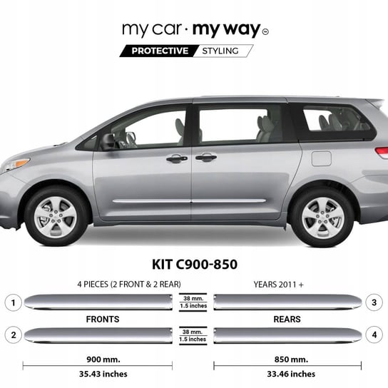 Toyota Sienna Listwy Chrom Boczne Ochronne Drzwi Martig