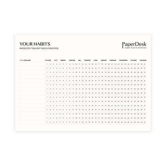 Tracker Nawyków – Planner W Wersji Do Zakreślania PaperDesk