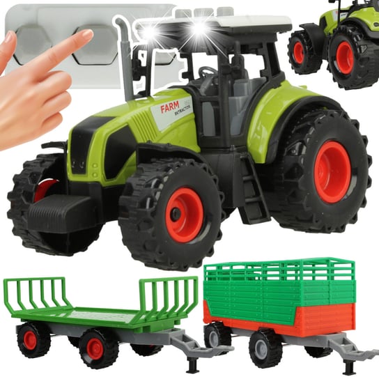 Traktor Ciągnik Przyczepy Rolnicze Interaktywny +2 Przyczepy Zestaw Farmera Z816 elektrostator