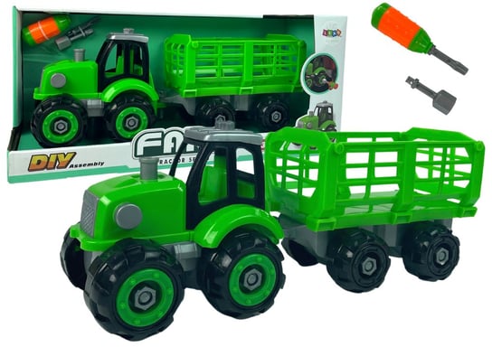 Traktor Do Rozkręcania Zielony DIY Śrubokręt Lean Toys