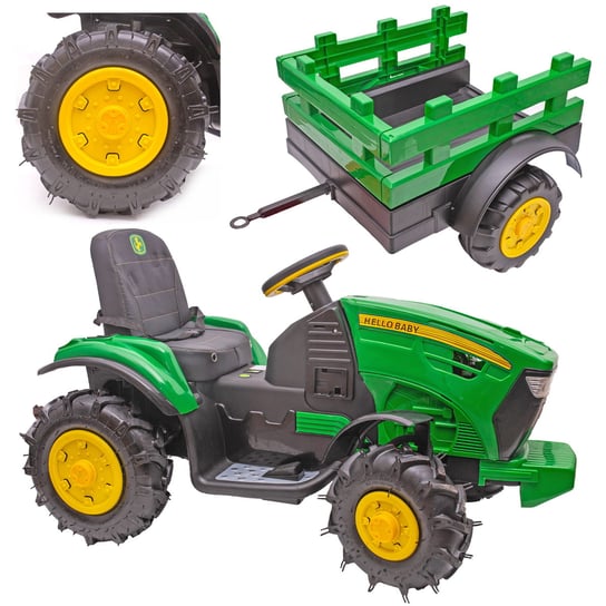 Traktor Hallo Baby Xxl Z Przyczepą  I Pompowane Koła (2-8 Lat) Joy4Kids