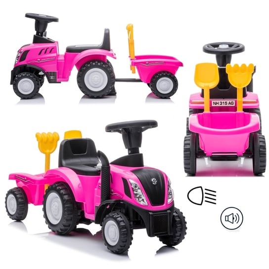 Traktor jeździk z przyczepką na licencji New Holland dla dzieci różowy COIL COIL