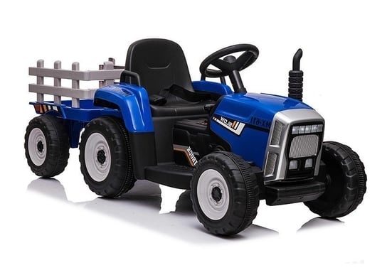 Traktor Na Akumulator Z Przyczepą Niebieski 12V 2 Silniki 45W Jakość Bemi