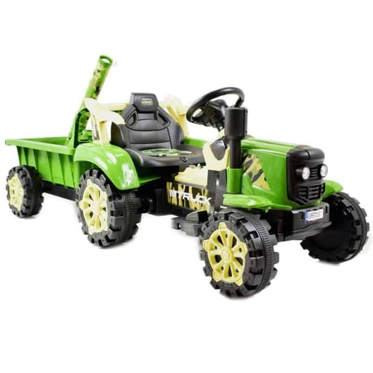 Traktor Na Akumulator Zielony Z Przyczepą + Możdzierz, Miękkie Siedzenie, Pilot/Hsd6606 SUPER-TOYS