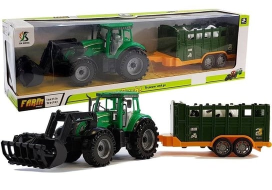 Traktor z Przyczepką Zielony Krowa Lean Toys