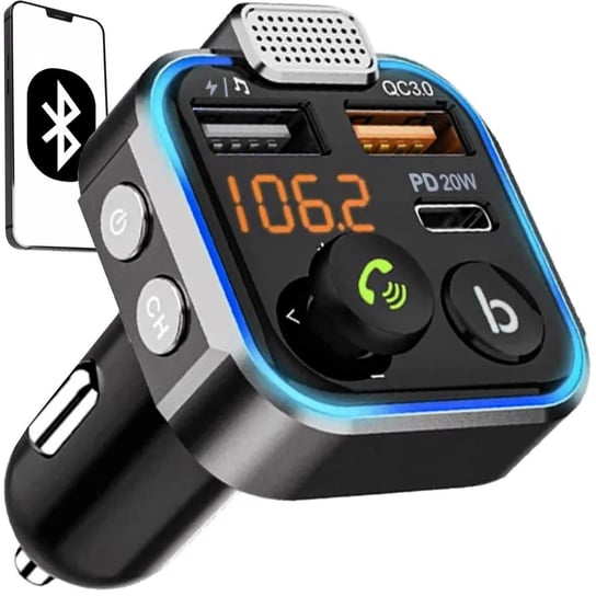 Transmiter Bluetooth FM Ładowarka Adapter 2xUSB + USB Typ-C Mp3 Samochodowy XTROBB Xtrobb