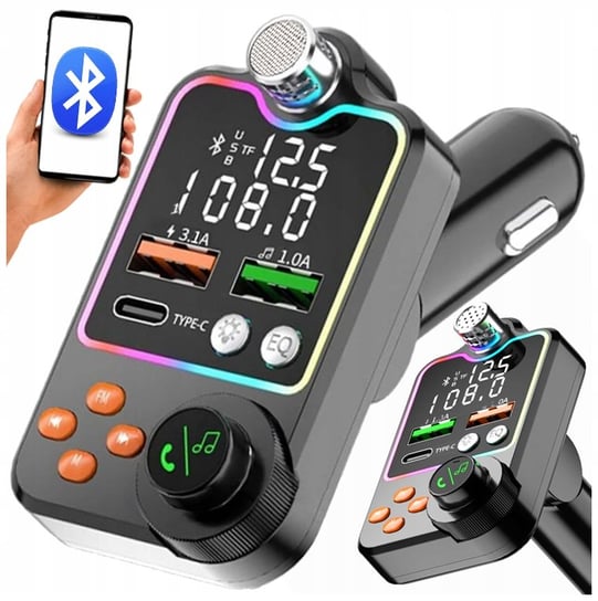 TRANSMITER BLUETOOTH SAMOCHODOWY BT 5.0 ŁADOWANIE QC 3x USB RGB AUDIO FM ARSA GO