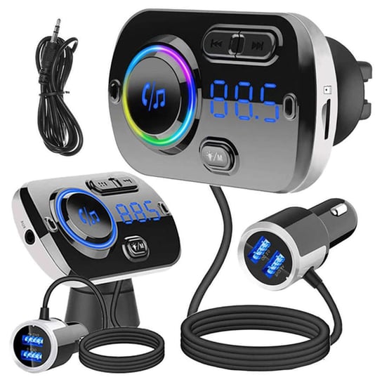 Transmiter FM Ładowarka samochodowa Bluetooth 2x USB QC 3.0 MP3 Quick Charge Czarny 4kom.pl