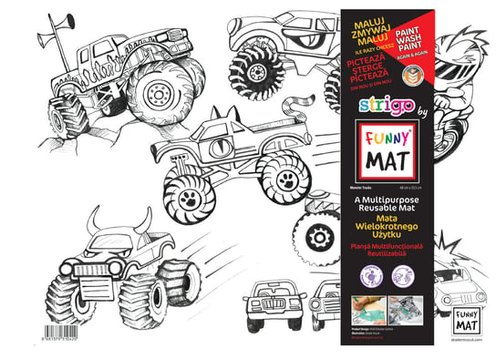 Transparentna mata wodoodporna kolorowania Strigo Funny Mat Monster Trucks Strigo