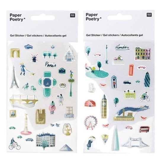 Transparentne naklejki żelowe - Rico Design - Paryż, Londyn - Kultowe zabytki - Scrapbooking Youdoit