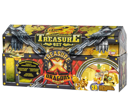 Treasure X Dragons Gold Skrzynia, zestaw 3 figurek niespodzianek S2, 41511 Treasure X