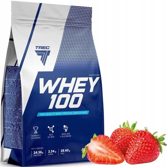 Trec Whey 100 białko WPC 700g o smaku truskawkowym Trec