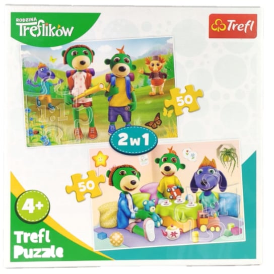 Trefl, puzzle, 2W1, rodzina Treflików, 2x50 Trefl